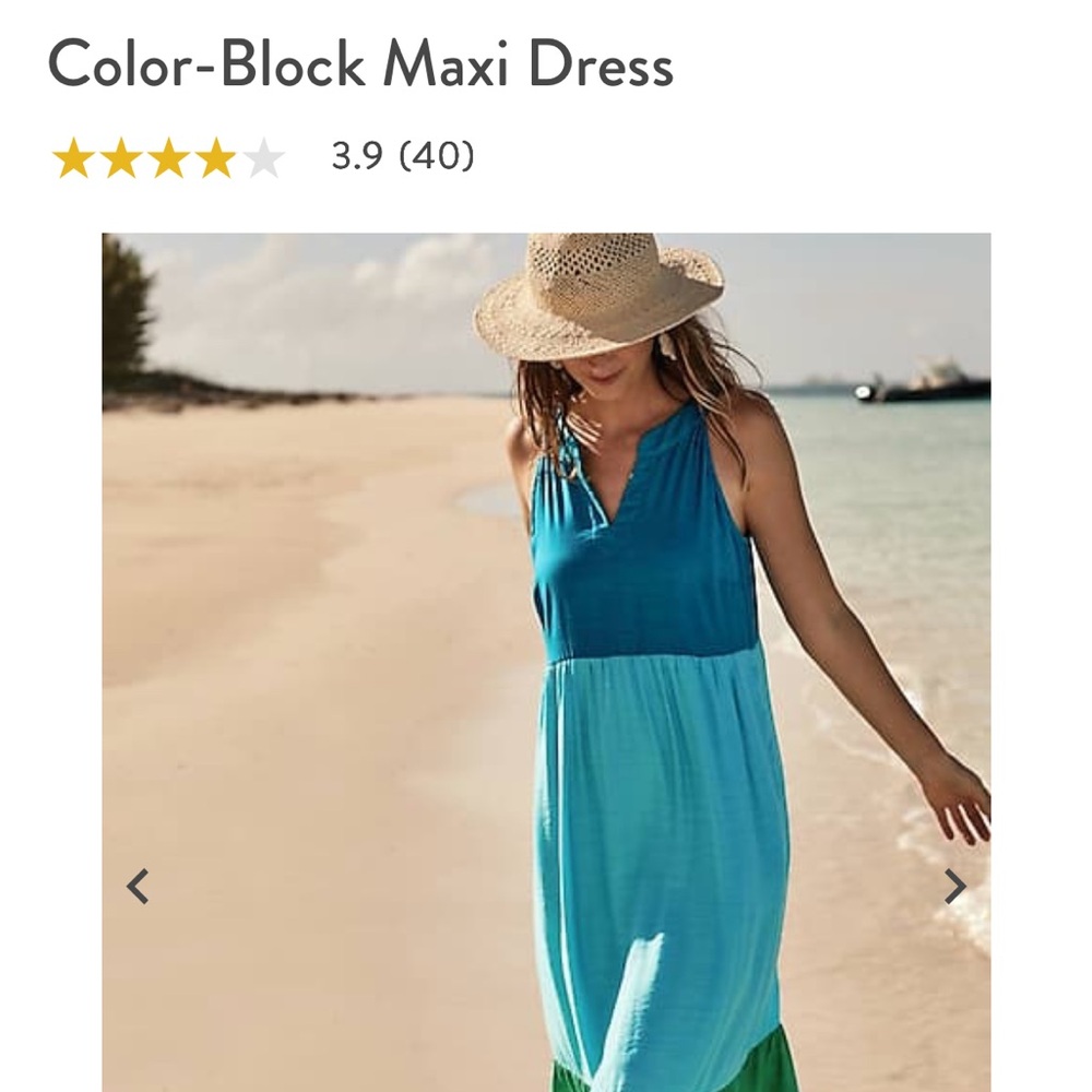 J. Jill Blue and Green Color-Block Maxi Dress